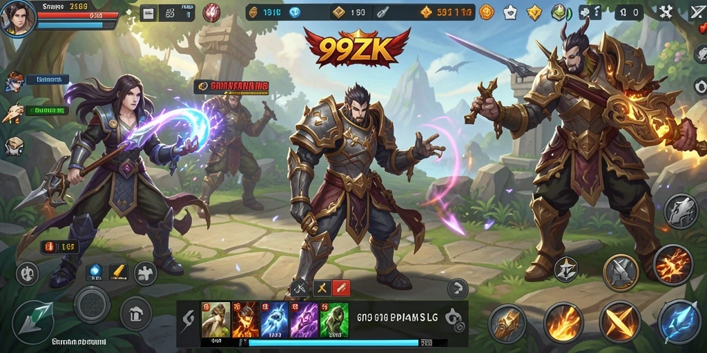 Screenshot permainan 99ZK yang menampilkan pertempuran langsung.