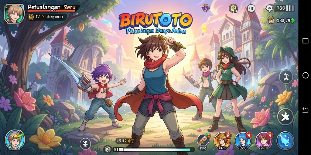 Tampilan screenshot BIRUTOTO menampilkan karakter Anime dalam aksi.