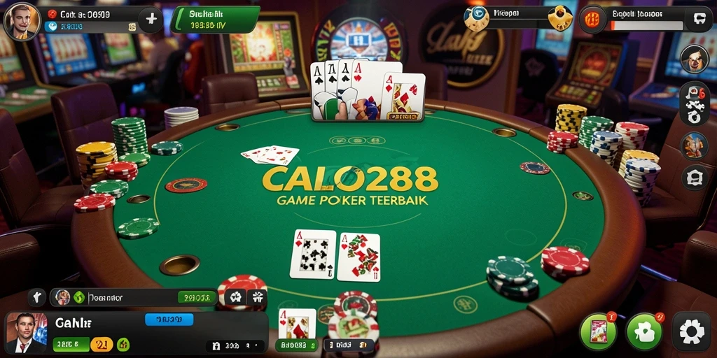 Tampilan gameplay Poker yang mendebarkan dan interaktif di CALO288.