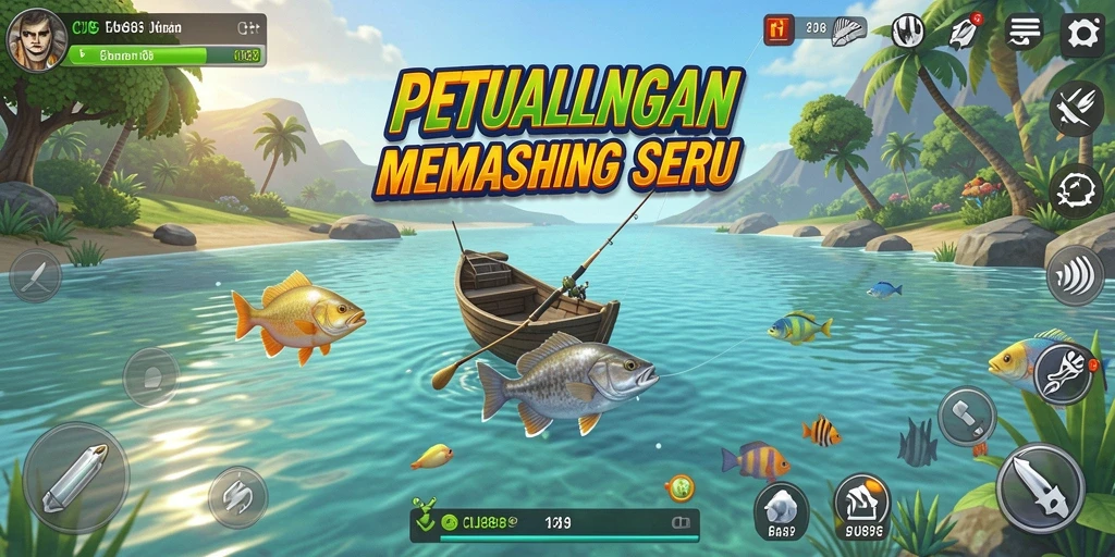 Screenshot gameplay CU888 yang menunjukkan aksi memancing yang menarik.