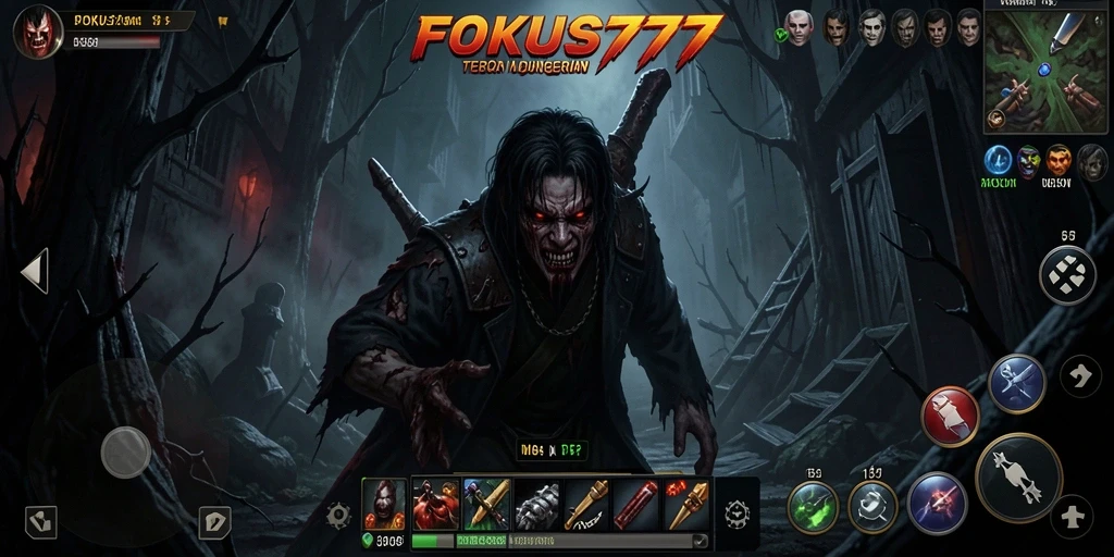 Gameplay FOKUS777 yang menegangkan dengan suasana menyeramkan.