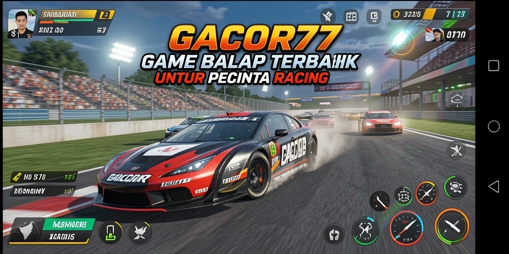 Tangkapan layar utama GACOR77 menampilkan aksi balap seru di lintasan.