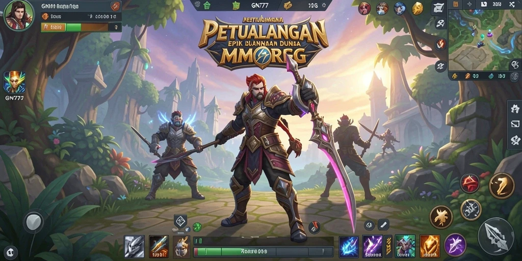 Tangkapan layar gameplay utama GN777 menampilkan aksi pertempuran yang mendebarkan.