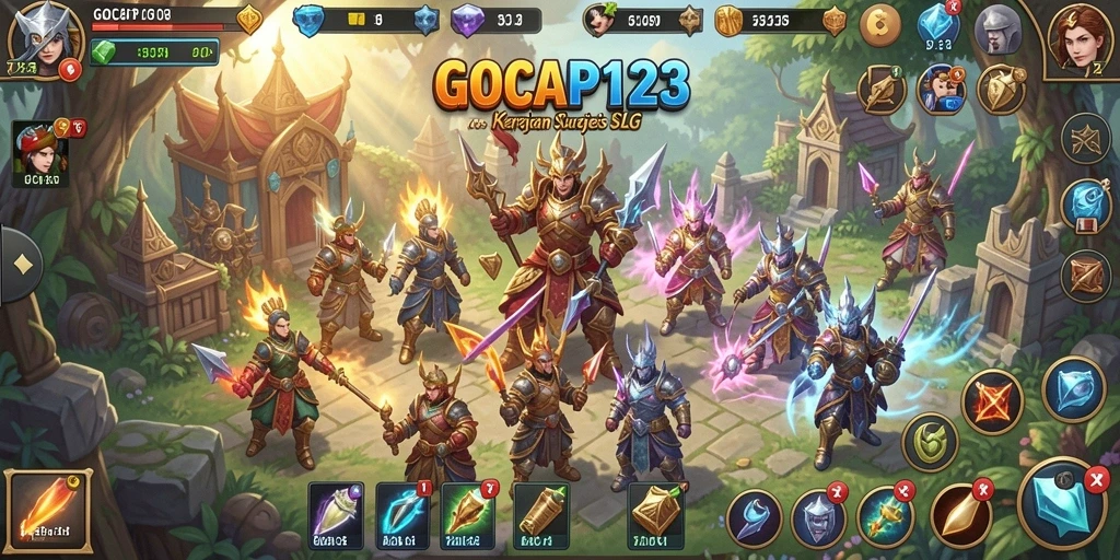 Screenshot dari gameplay GOCAP123 yang menunjukkan strategi membangun kerajaan.
