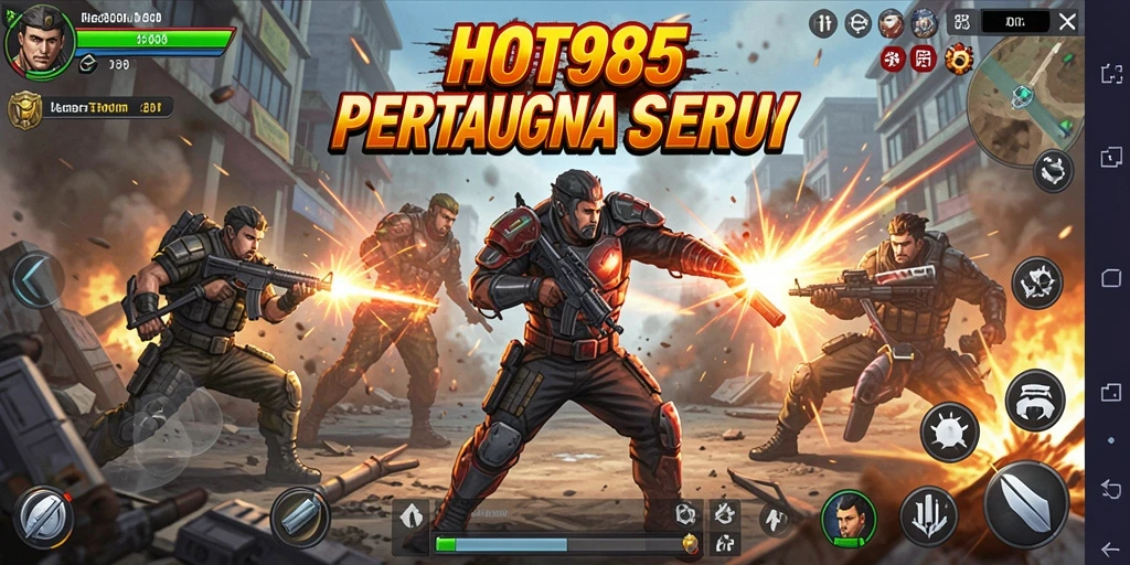 Tangkapan layar HOT985 menunjukkan pertarungan seru dengan grafis yang menakjubkan.