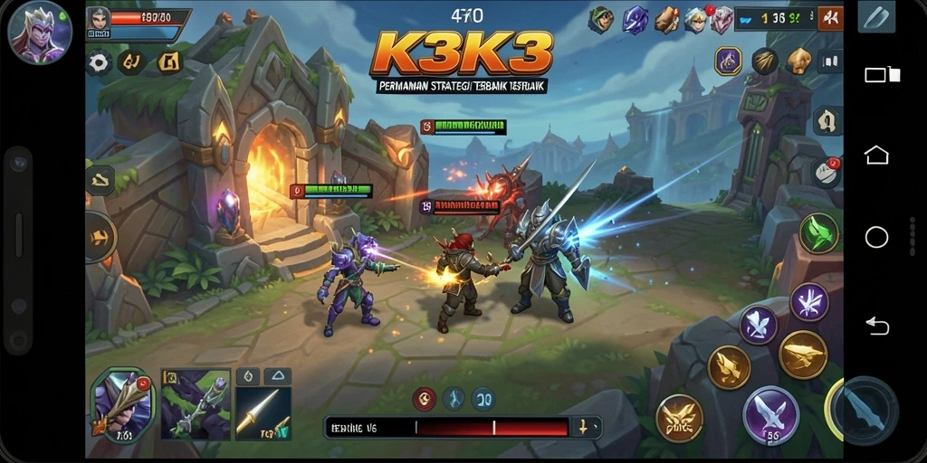 Gameplay dinamis K3K3 dalam aksi strategis.