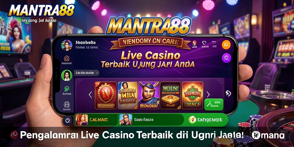Screenshot gameplay MANTRA88 menampilkan dealer profesional dan suasana kasino langsung.