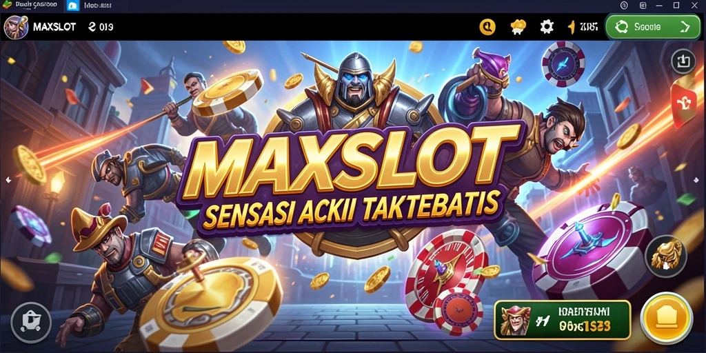 Screenshot MAXSLOT menampilkan aksi seru dalam pertempuran karakter.