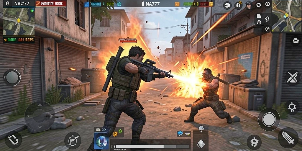 Tampilan utama gameplay NA777 dalam aksi TPS yang menegangkan.