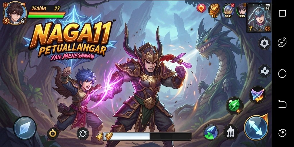 Screenshot NAGA11 menampilkan aksi karakter Anime yang epik dan dinamis.