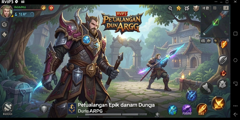 Tangkapan layar RVIP3 menunjukkan aksi kombo pertarungan karakter di dunia fantastis.