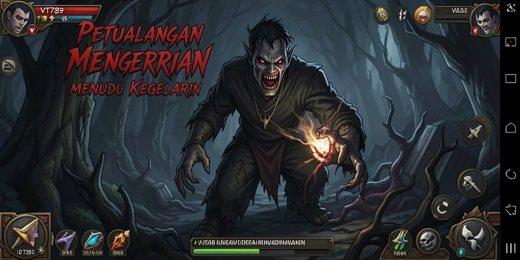 Tampilan gameplay VT789 yang menakutkan dengan atmosfer horor yang kuat.